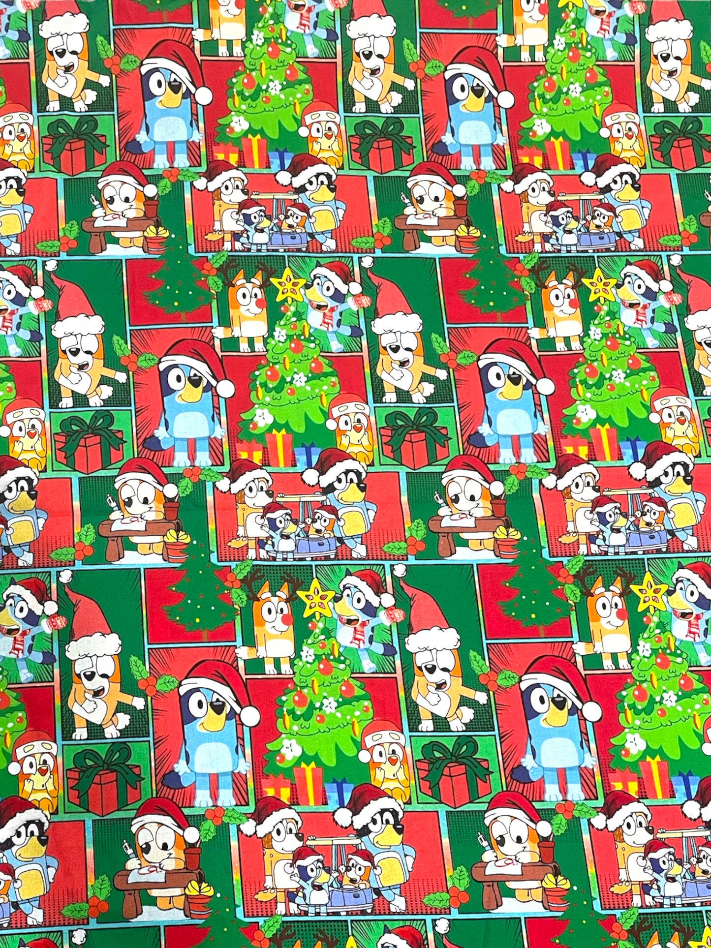 Australian Made Scrub Top- Christmas Bluey Patches