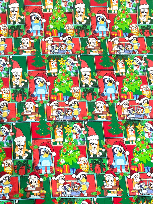 Button Shirt- Christmas Bluey Patches