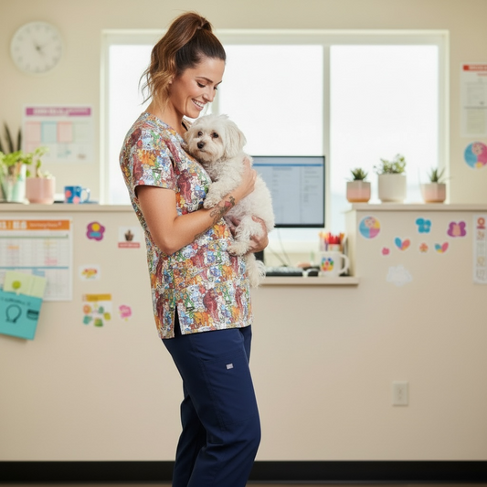 Australian Made Scrub Top- Bookweek Mashup