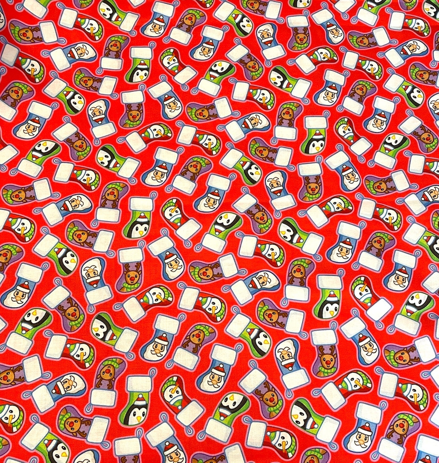 Scrub Top- Stockings on red