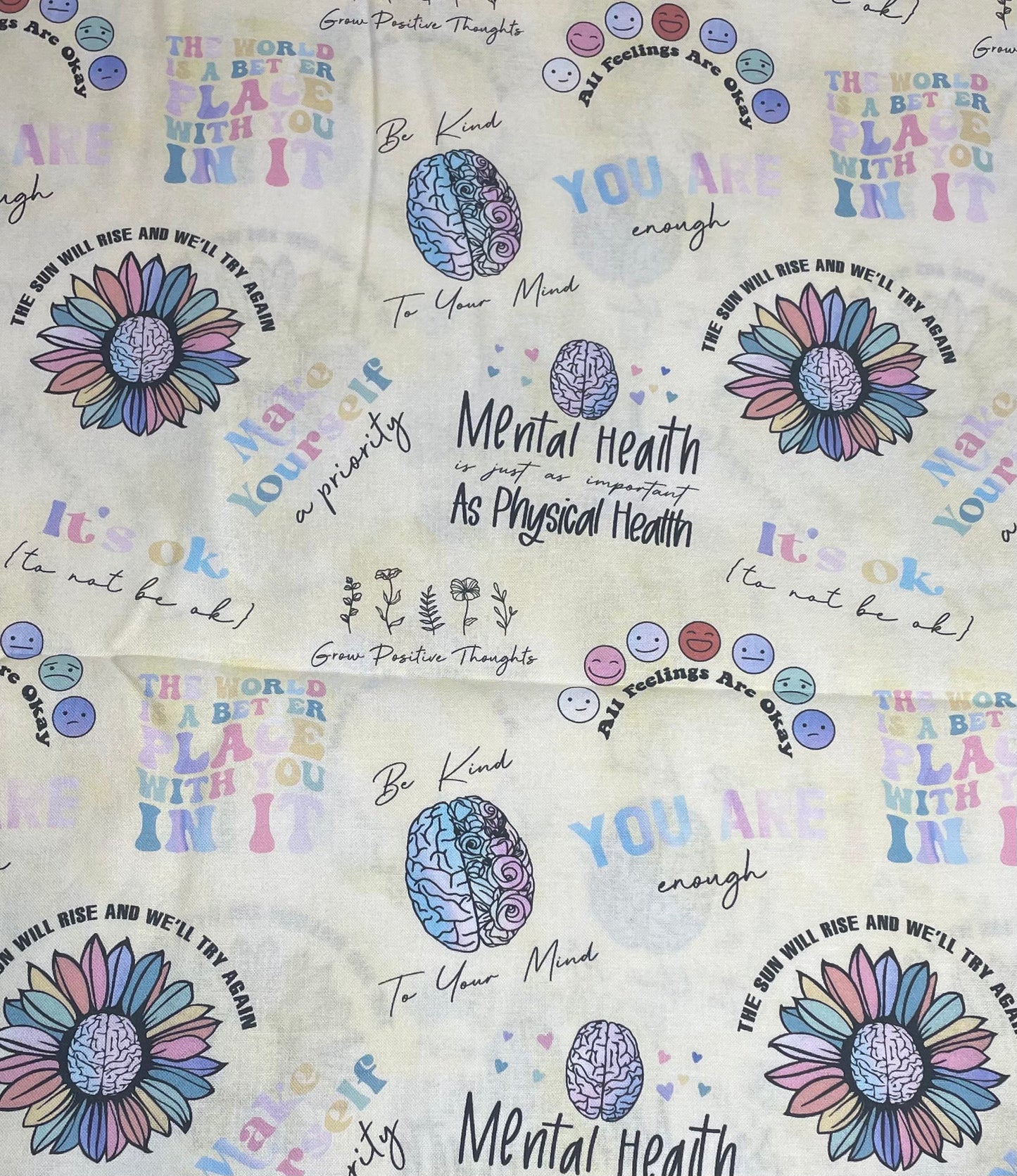 Scrub Top- Mental Health Matters on light yellow