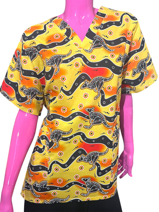 Australian Made Scrub Top- Outback Roos