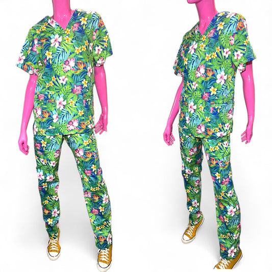 Australian Made Scrub Set- Tropical Flowers