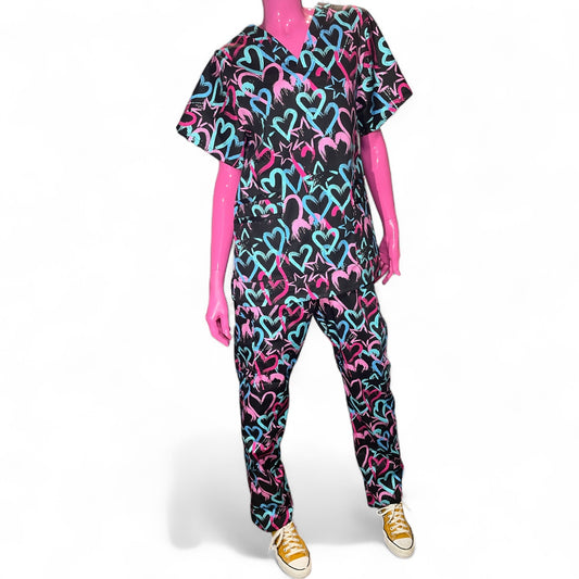 Australian Made Scrub Set- Hearts and Stars