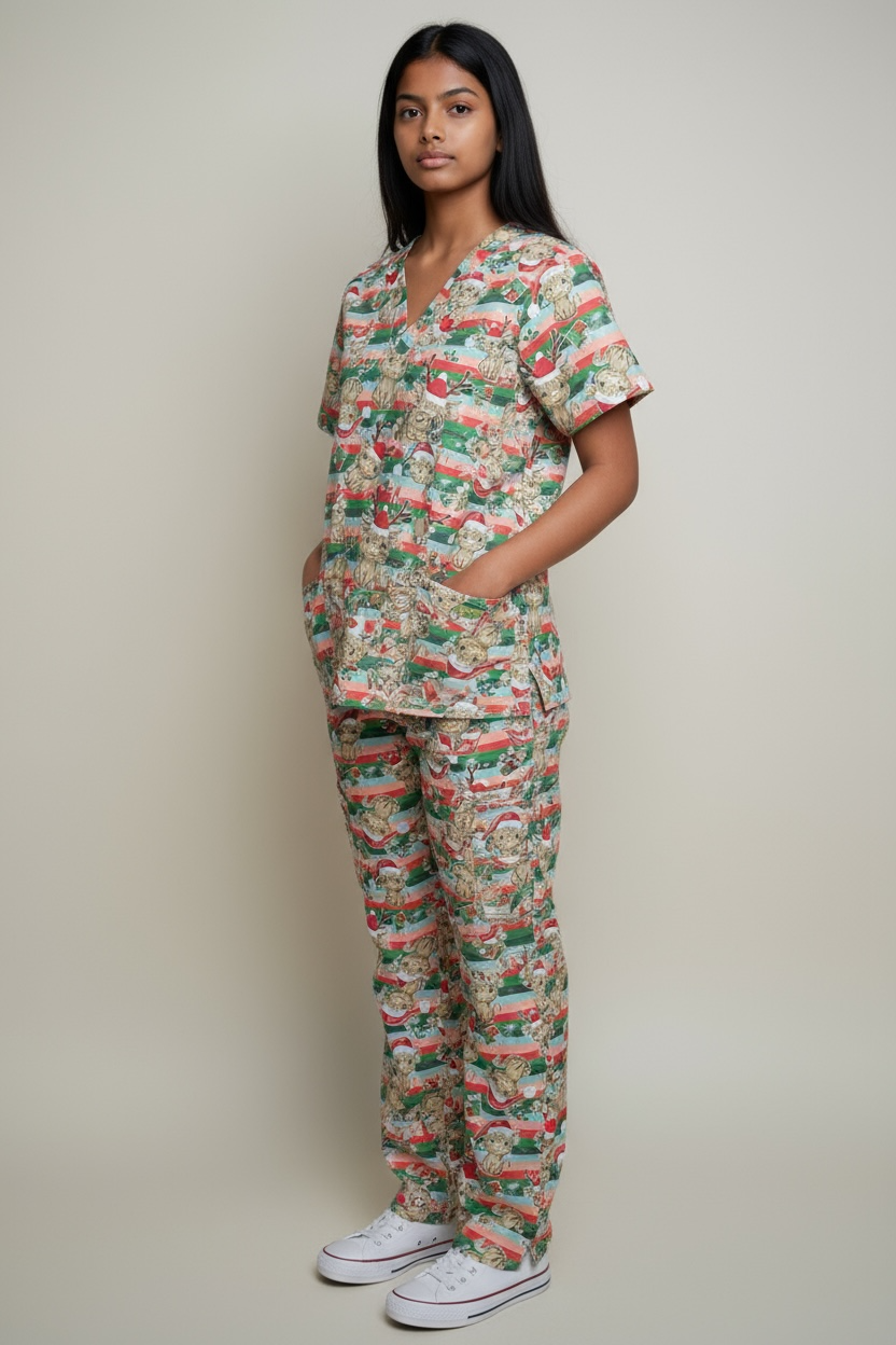 Australian Made Scrub Set- Highland Cows Christmas