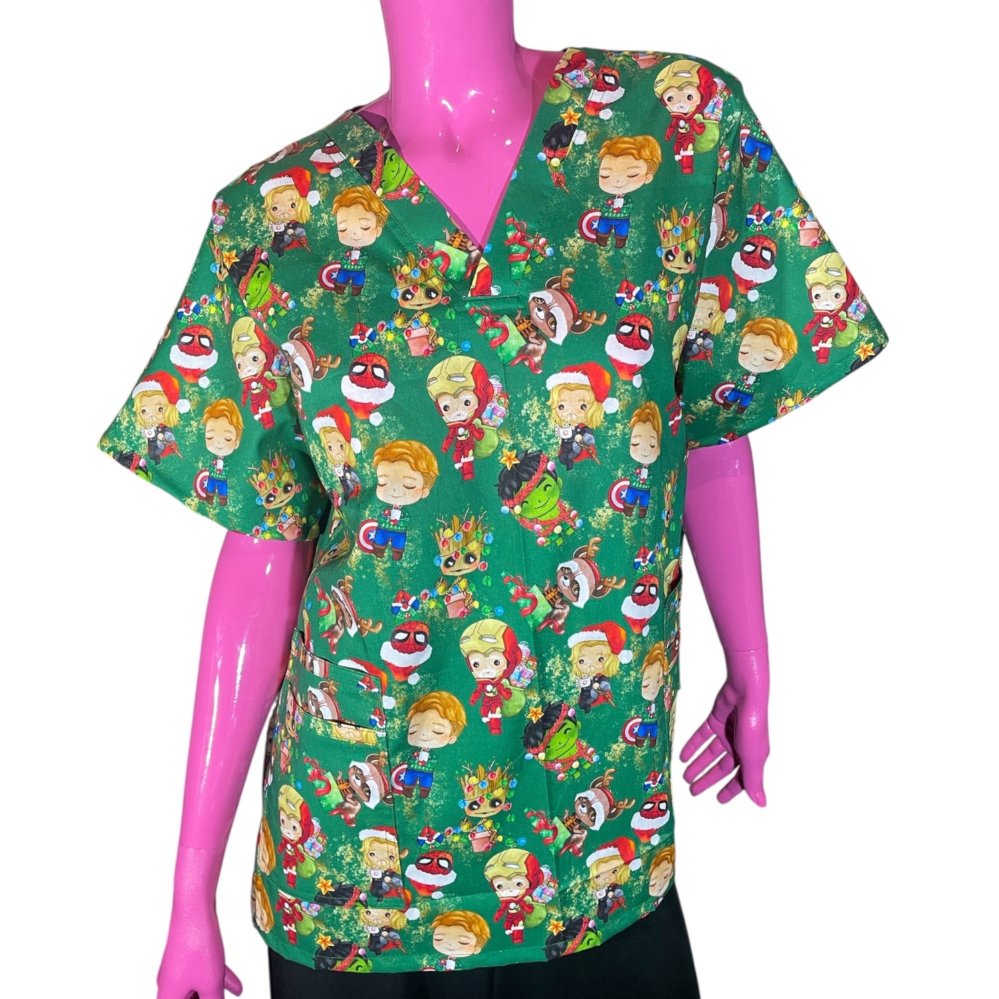 Australian Made Scrub Top- Avengers Christmas