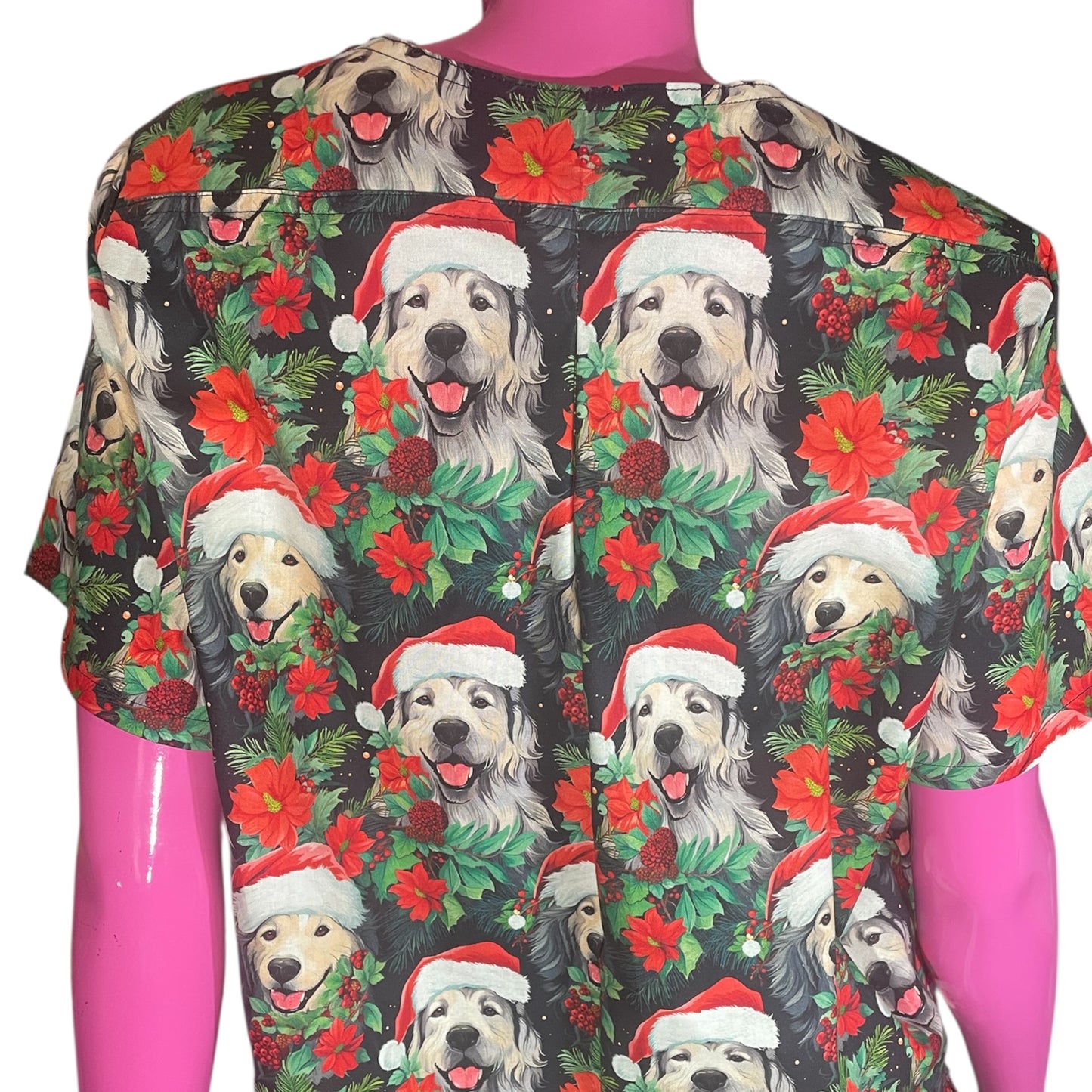Australian Made Scrub Top- Santa Dogs