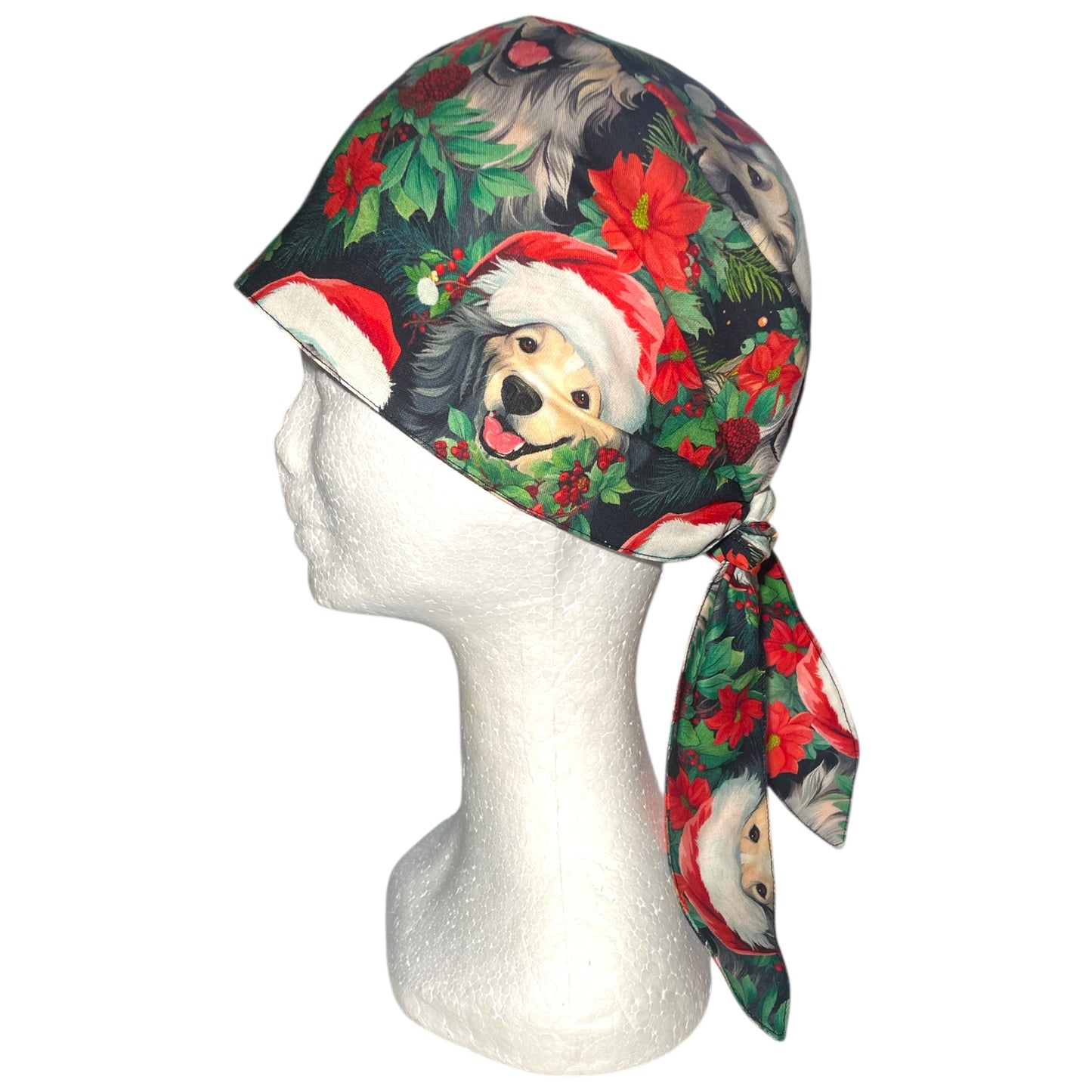 Australian Made Scrub Cap- Dogs with Santa Hats