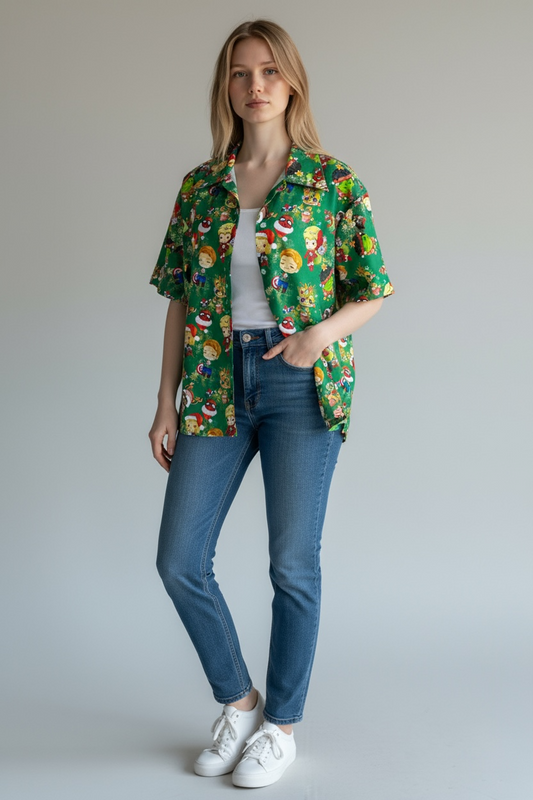 Button Shirt- Christmas Avengers