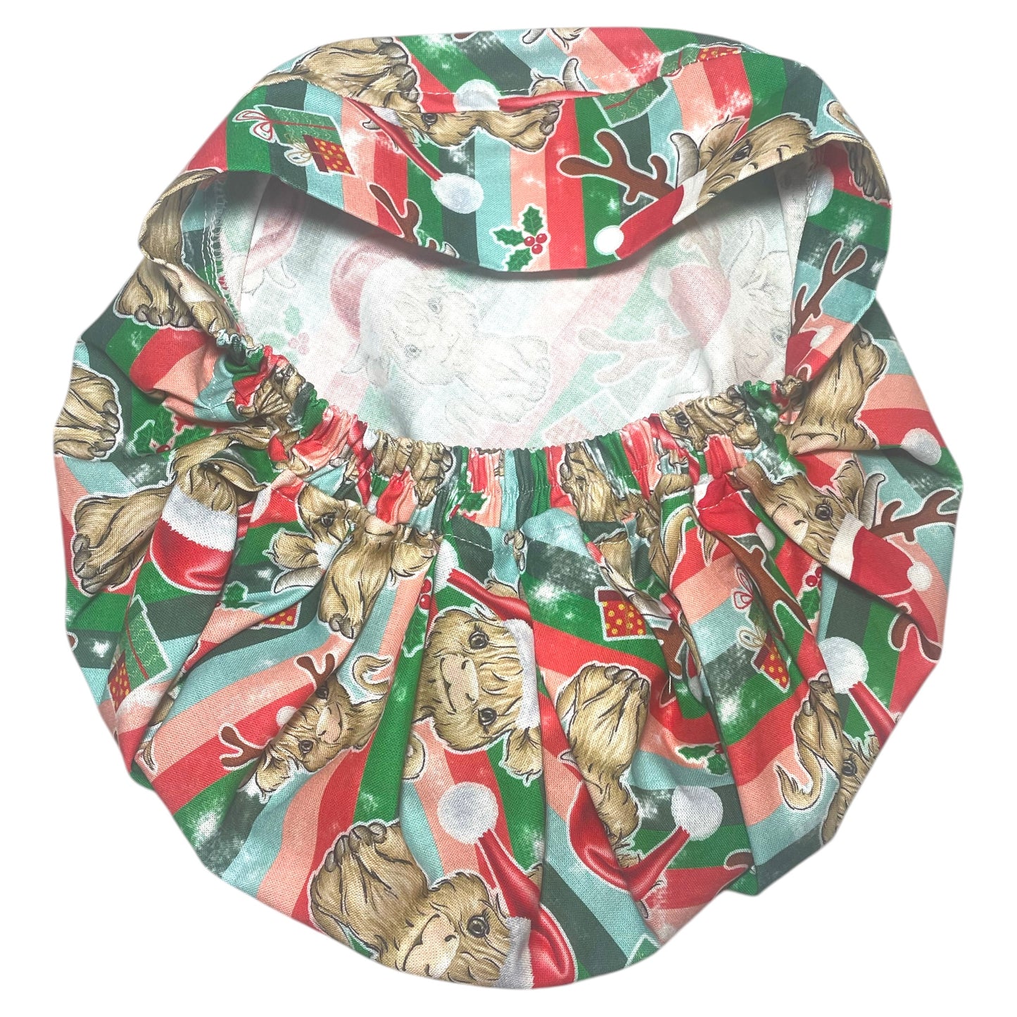 Australian Made Bouffant Style Scrub Cap- Christmas Highland Cows