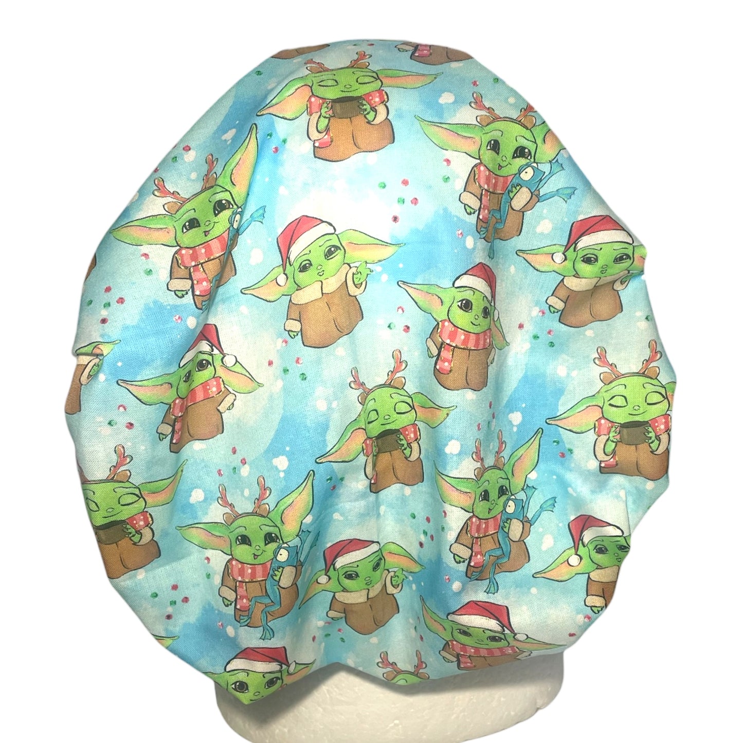 Australian Made Bouffant Style Scrub Cap- Christmas Baby Yoda