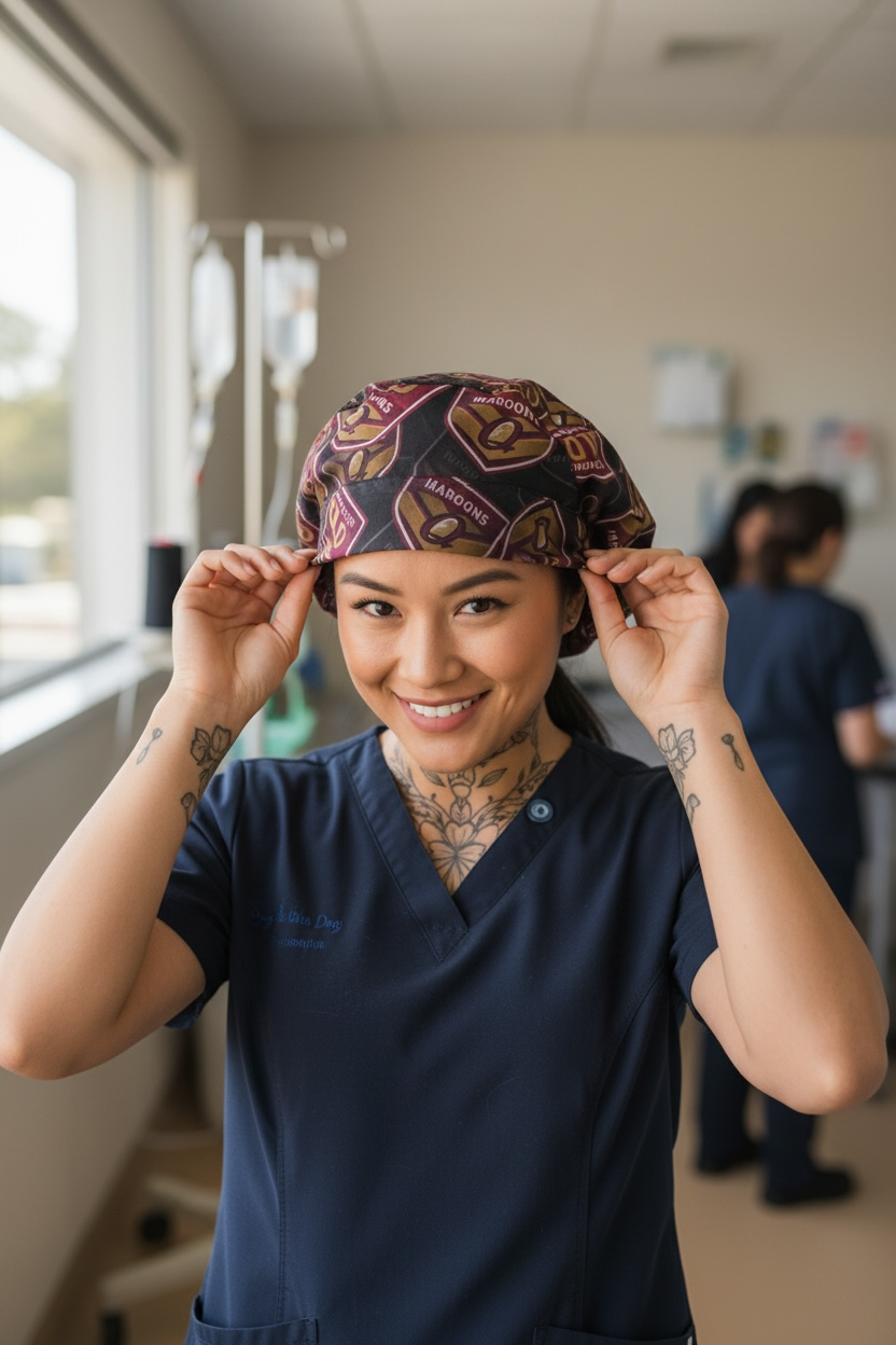 Scrub Cap Bouffant Style- QLD Maroons