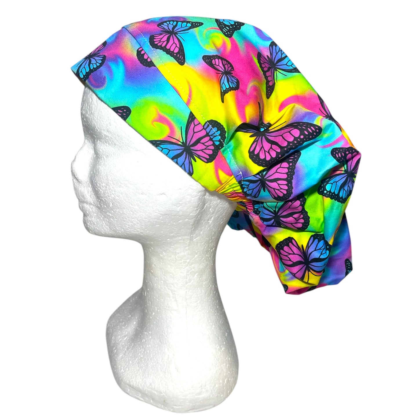 Scrub Cap Bouffant Style- Rainbow Butterflies