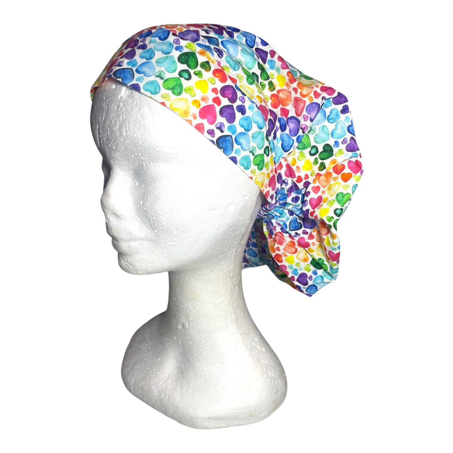 Scrub Cap Bouffant Style- Rainbow Hearts