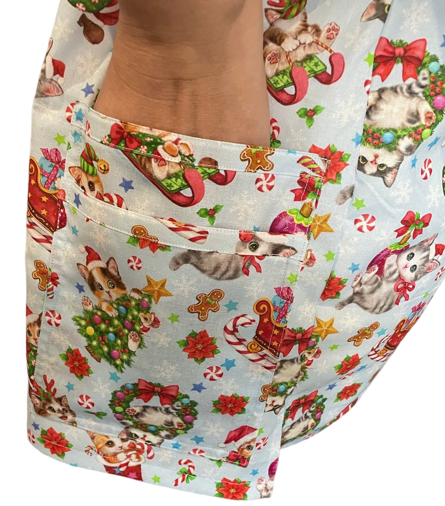 Scrub Top- Christmas Cats