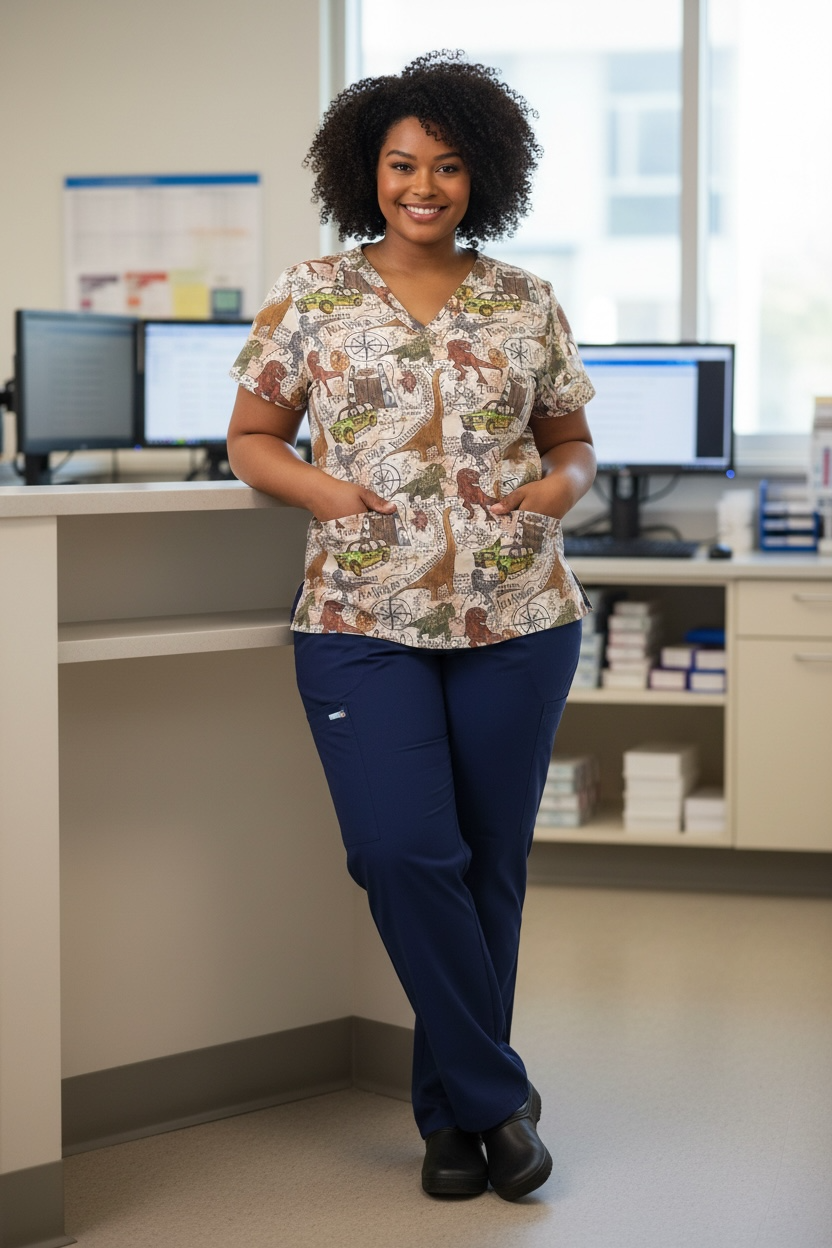 Australian Made Scrub Top- Jurassic Park