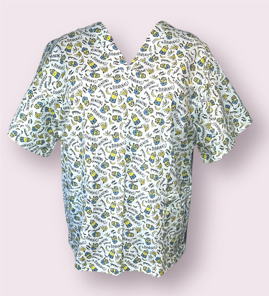 Scrub Top- Minions on white