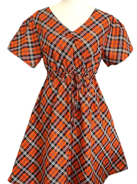 Sweetheart Dress- Orange Tartan