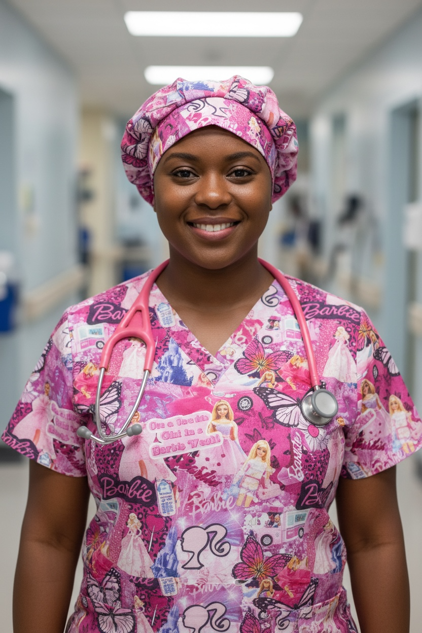 Australian Made Bouffant Style Scrub Cap- Barbie