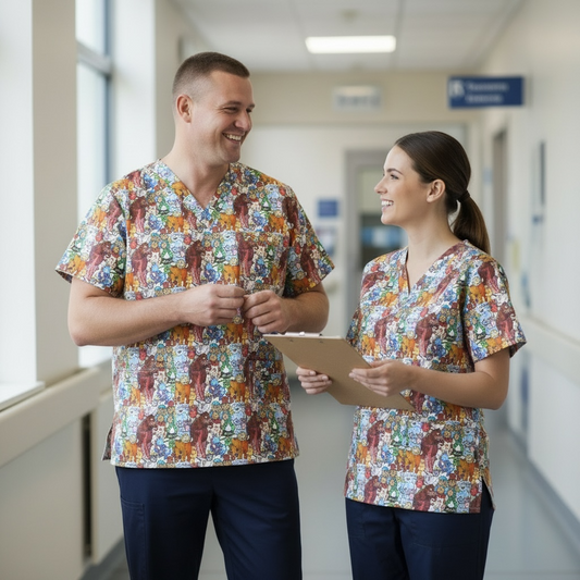 Australian Made Scrub Top- Bookweek Mashup