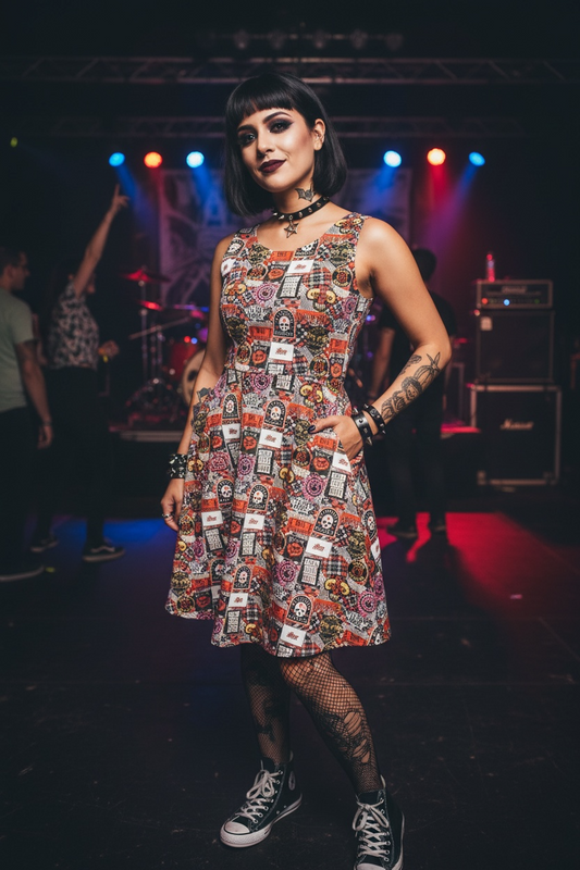 Australian Made KC Dress- Punk Rock Patches