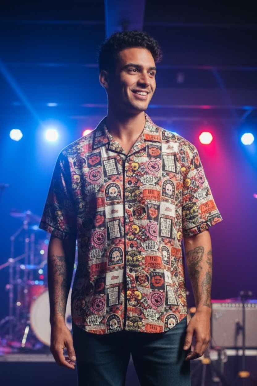 Australian Made Button Shirt- Punk Rock Patches