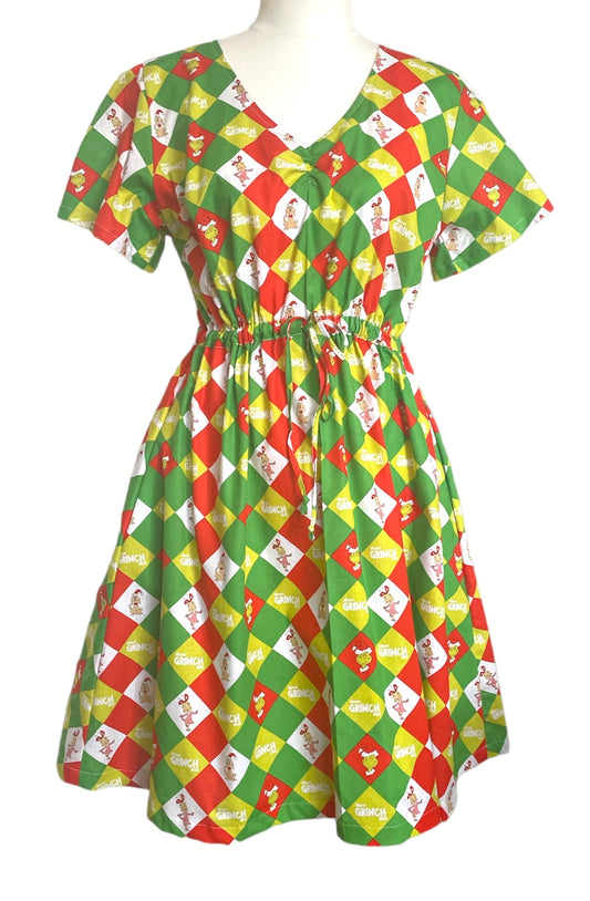 Sweetheart Dress- Grinch Check