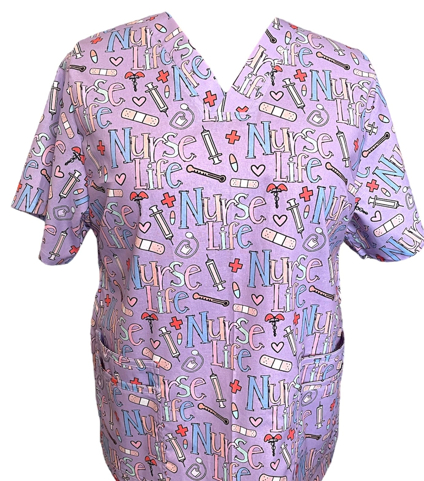 Scrub Top- Nurse Life on light purple