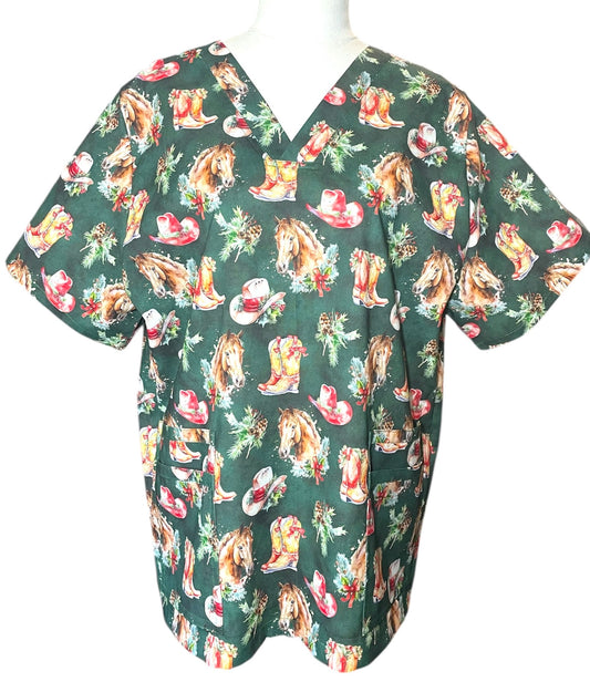 Scrub Top- Country Christmas