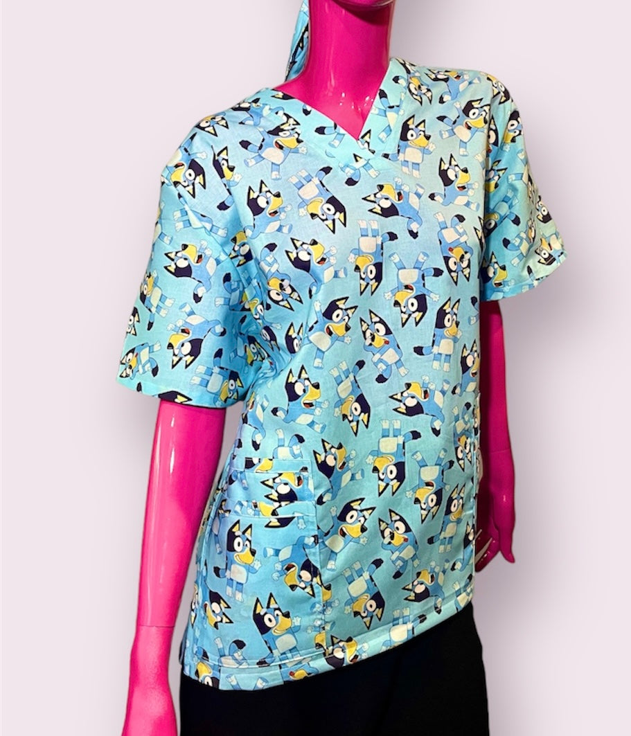 Scrub Top- Bluey on Blue