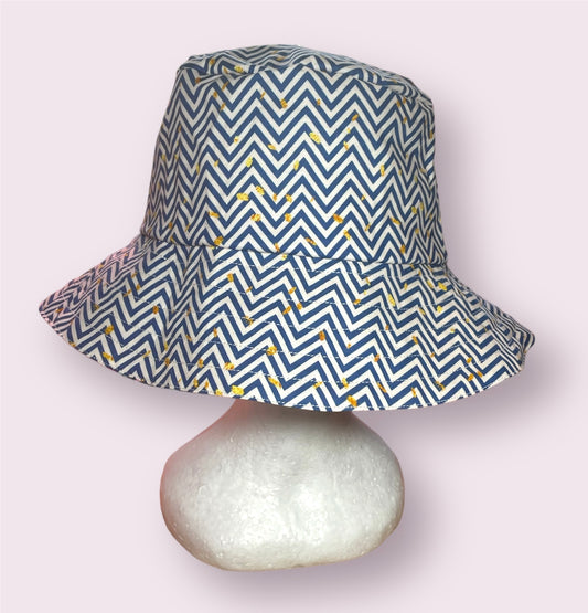 Fashion Hat- Colourful Dogs & Navy Chevron with gold flecks