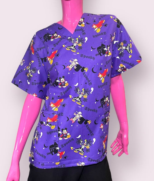 Scrub Top- Mouse Spooky Halloween