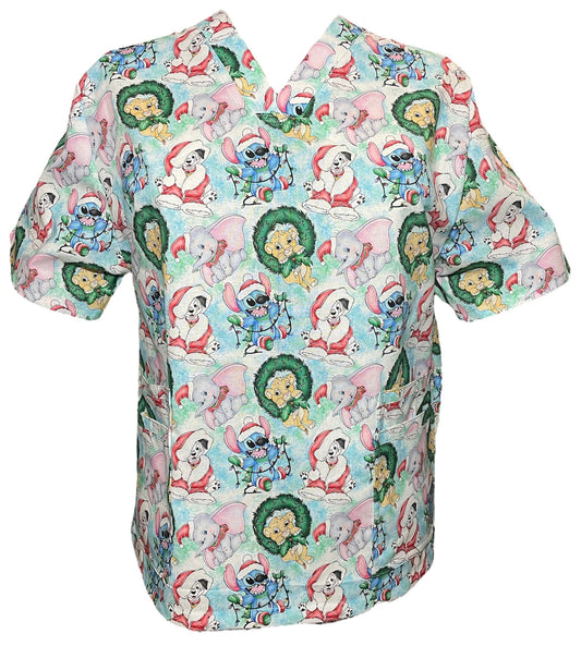 Scrub Top- Christmas Cartoon Favourites