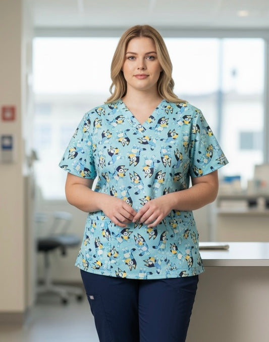 Scrub Top- Bluey on Blue