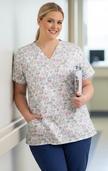 Australian Made Scrub Top- Thumper/Bunny