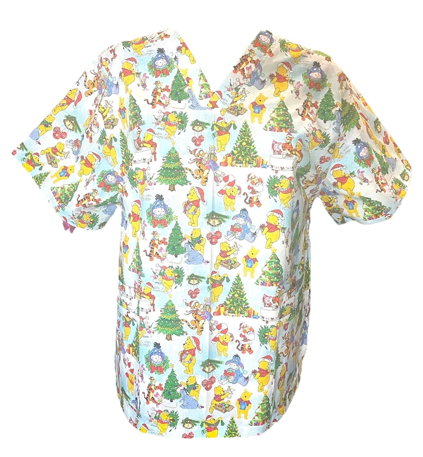 Scrub Top- Christmas Pooh and friends