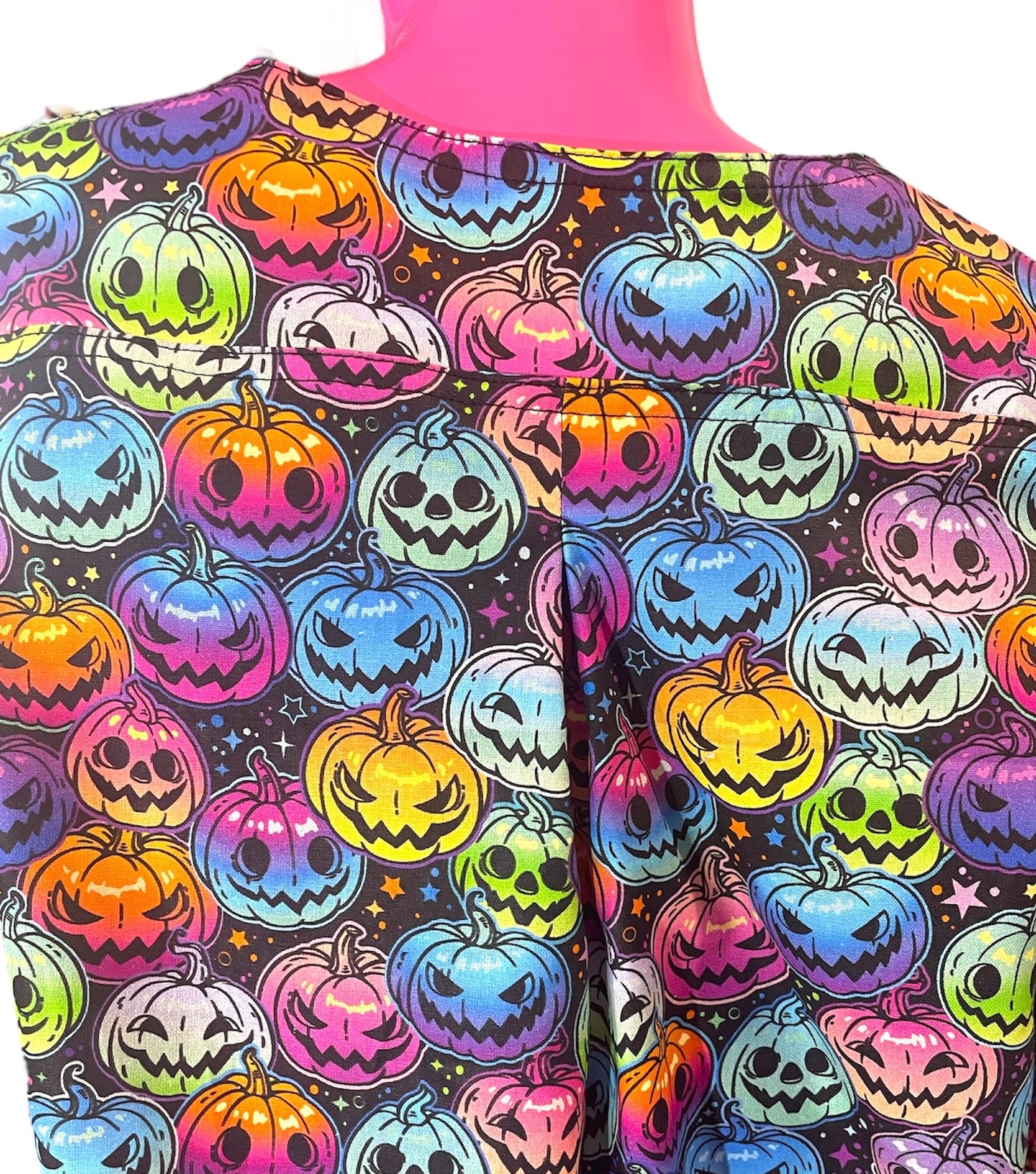 Scrub Top- Halloween Colourful Pumpkin