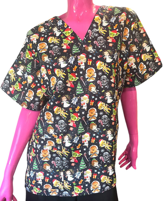 Scrub Top- Christmas StarWars