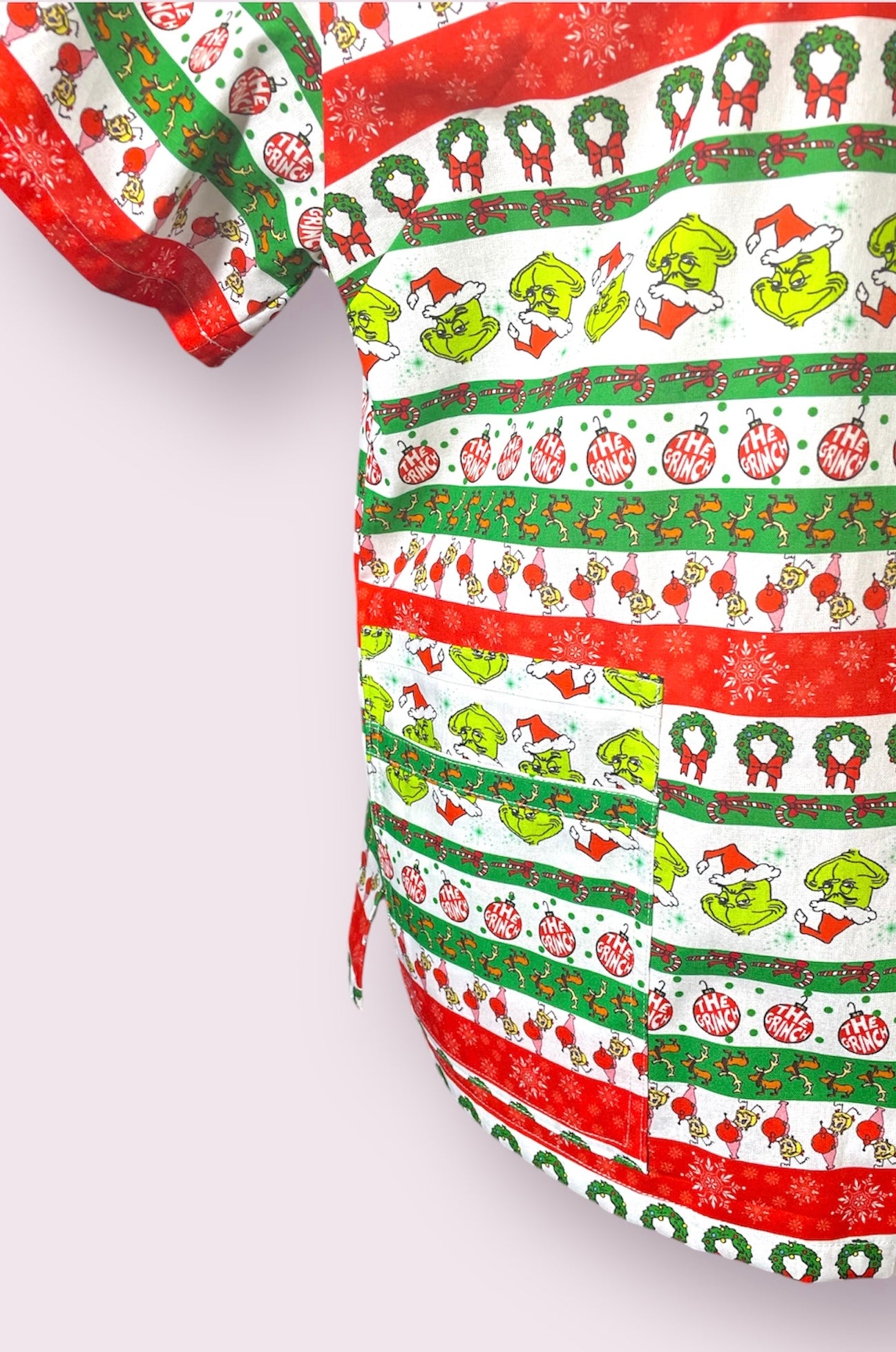 Scrub Top- Grinch Stripes