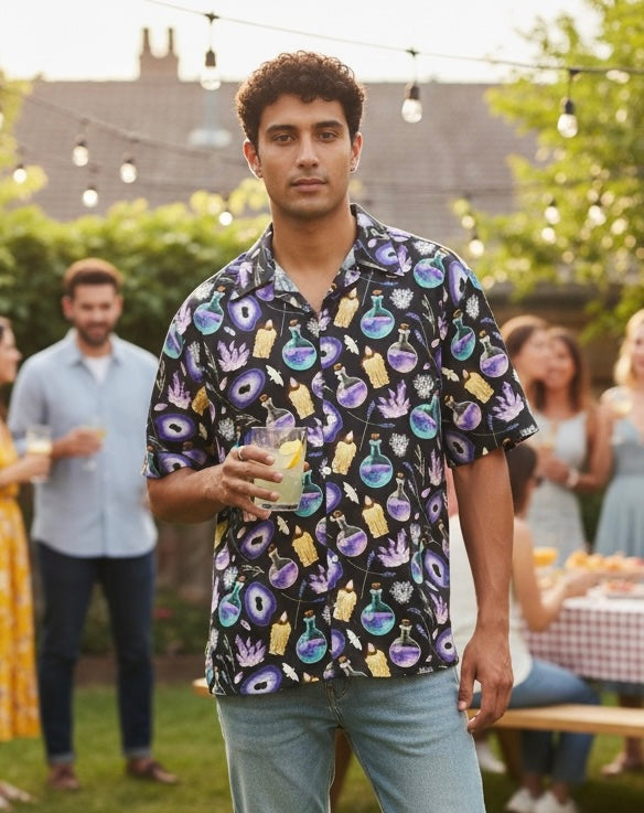 Button Shirt- Witchy on Black