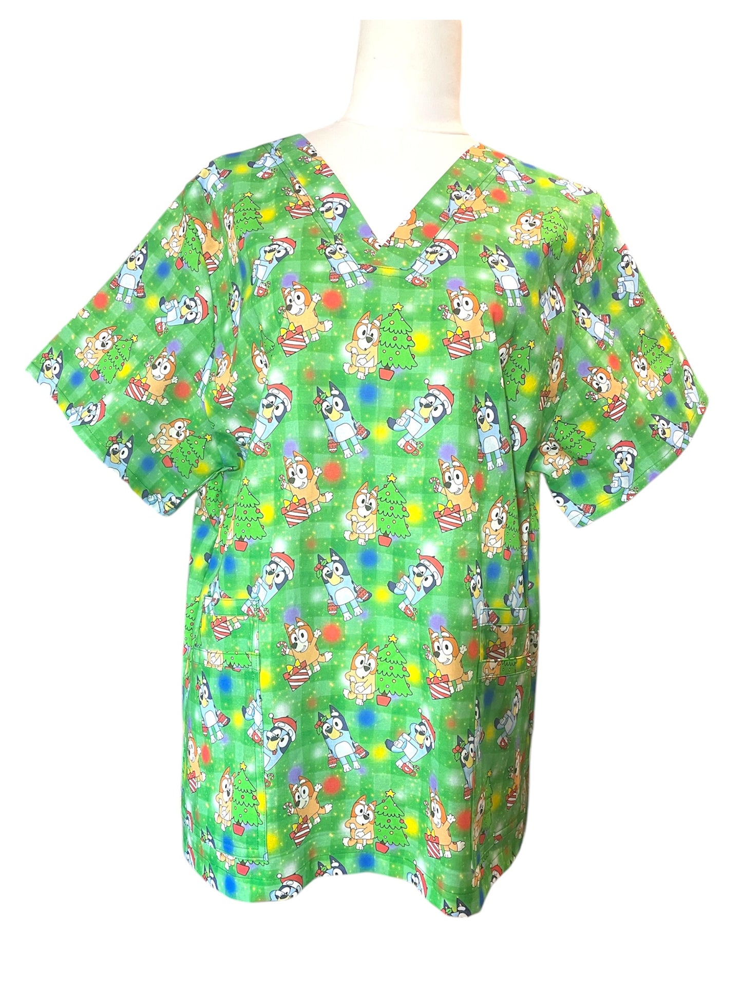 Scrub top- Bluey Christmas Party