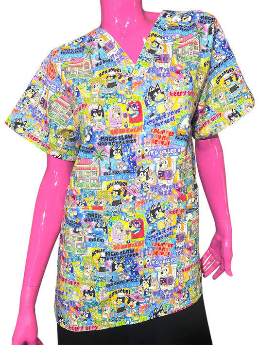 Scrub Top- Bluey & Family