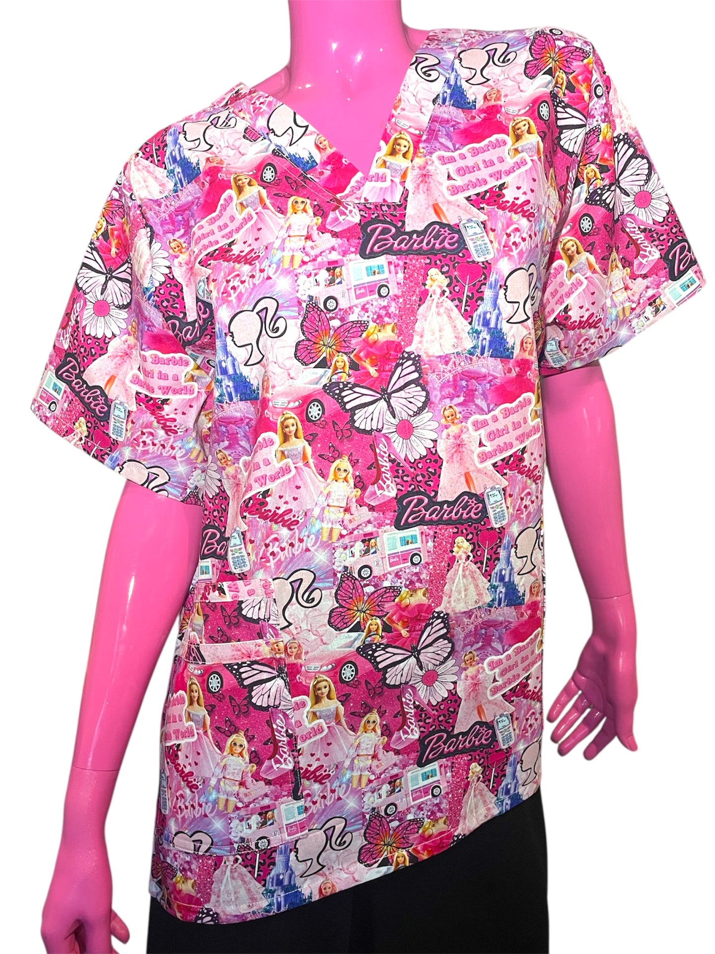 Scrub Top- Barbie Scatter