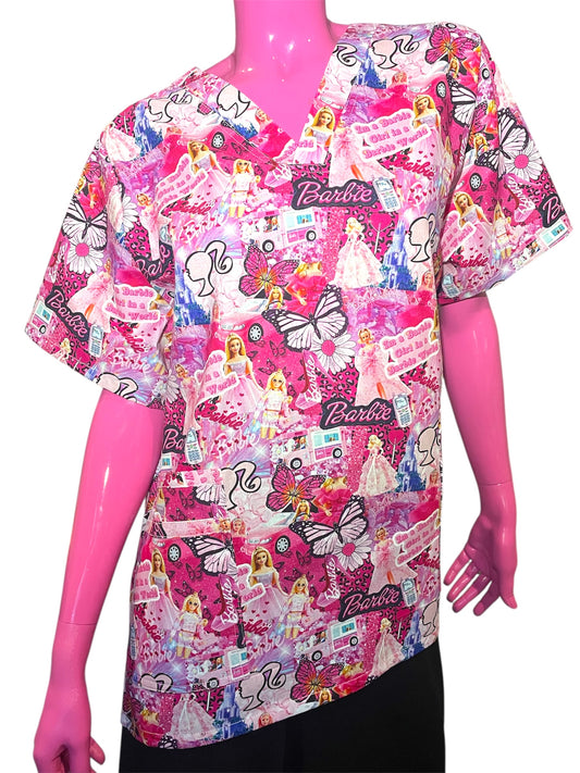 Scrub Top- Barbie Scatter