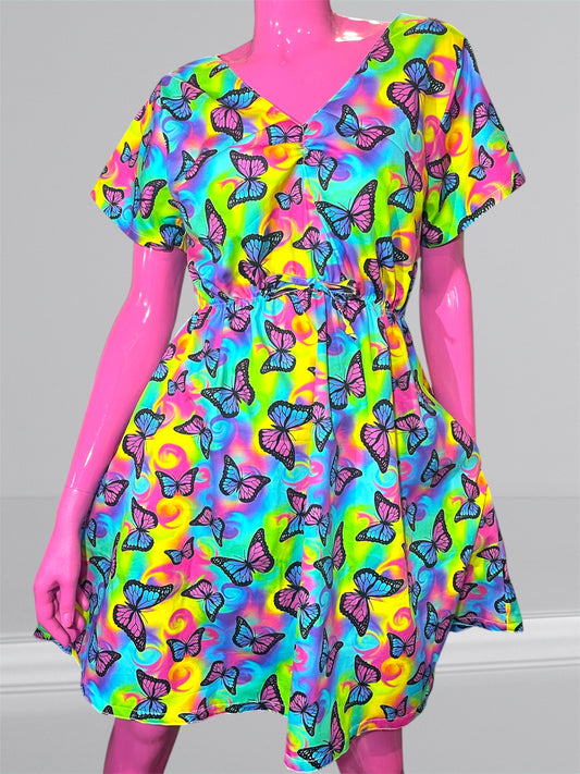 Sweetheart Dress- Rainbow Butterflies
