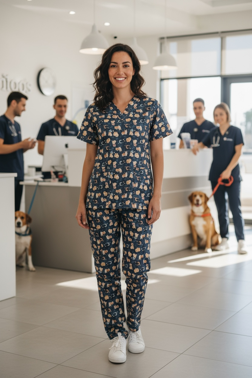 Australian Made Scrub Set- Summer Dogs