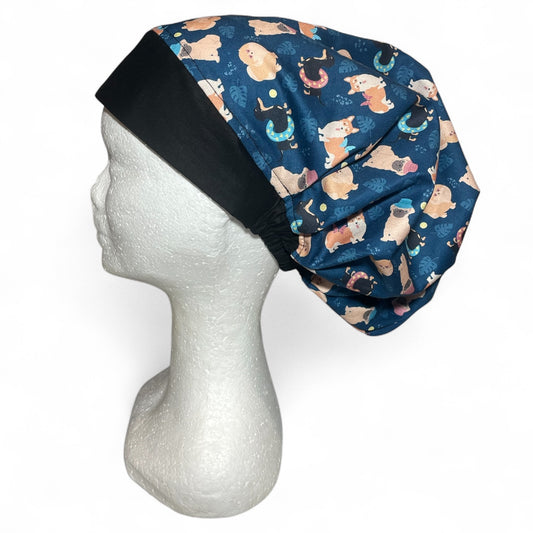 Australian Made Scrub Cap Bouffant Style- Summer Dogs