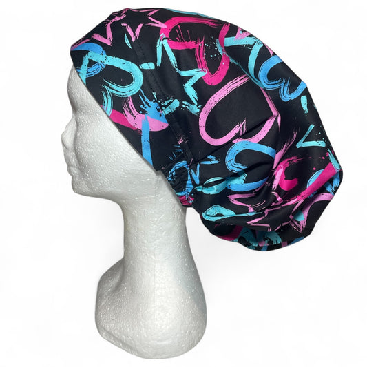 Australian Made Scrub Cap Bouffant Style- Hearts and stars