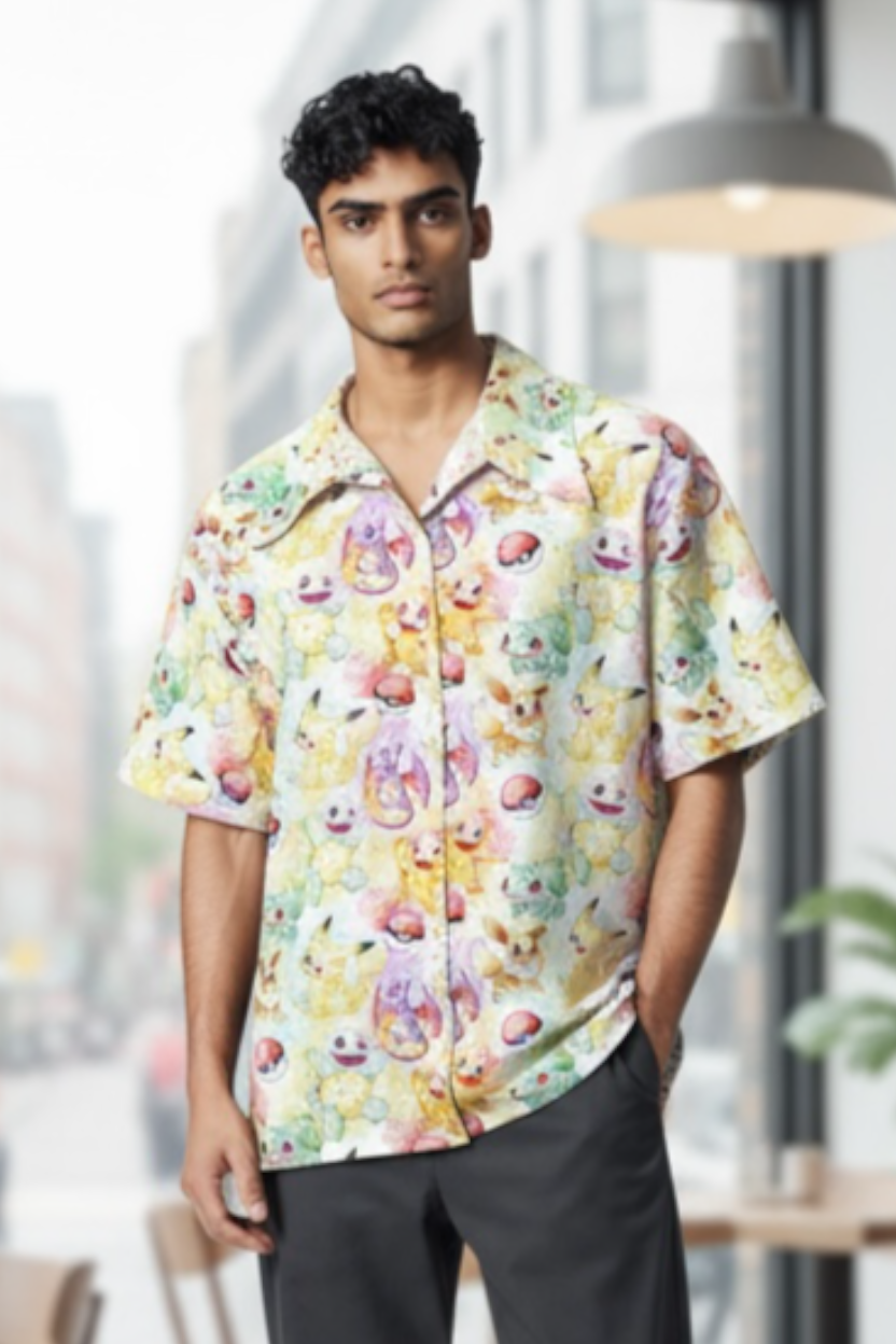 Button Shirt- Pokemon Watercolor