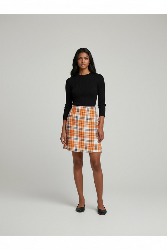Australian Made Mini Skirt- Eden Skirt- Orange and Black